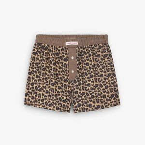 Hand Over Women's Leopard Print Boxer Shorts - Brown